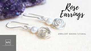 Rose Earrings  Easy Wire Rose Technique  Jewellery Making Tutorial [upl. by Anthia343]