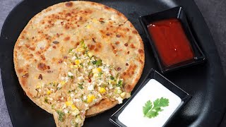 Cheese Stuffed Paratha  Cheese Corn Paratha  Paratha Recipe [upl. by Korfonta]