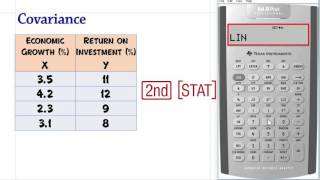 Covariance using the BA II PLUS Calculator [upl. by Frida94]