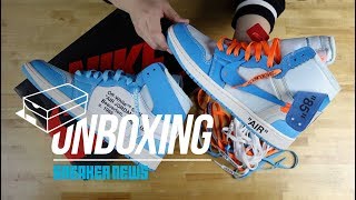 Off White Air Jordan 1 “UNC” Unboxing  Review [upl. by Adnara]