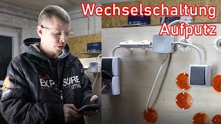 Wechselschaltung Aufputz verdrahten ElektroM [upl. by Wons367]