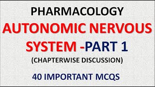 PHARMACOLOGY AUTONOMIC NERVOUS SYSTEM MCQS PART 1 [upl. by Avlis]