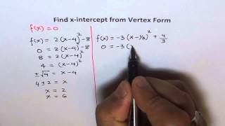 XIntercepts From Vertex Form of a Quadratic Equation [upl. by Jat569]