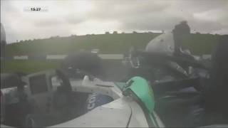 F4 British Championship 2017 Race 3 Donington Park Billy Monger Horrifying Crash YouTube [upl. by Nauj74]