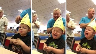 Adorable Toddler Cries During Happy Birthday Song [upl. by Caneghem570]