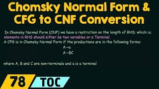 Chomsky Normal Form amp CFG to CNF Conversion [upl. by Nevur]