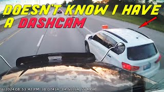 DRIVER GETS KARMA AFTER BLAMING TRUCKER FOR ACCIDENT [upl. by Ahsinuq711]