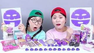 Purple Food Jelly Candy DONA Mukbang [upl. by Siroval85]