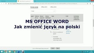 MS OFFICE WORD Jak zmienić język na polski [upl. by Ocin]