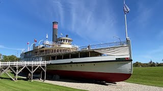 Huge Steamboat Ticonderoga 220 Foot Long On Land [upl. by Nolyar673]