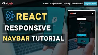 Build Responsive Navbar with React and React Router  React Tutorials for Beginners [upl. by Leen]