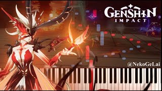 La Signora Phase 2 Battle Theme OST piano arrangement amp cover Genshin Impact [upl. by Suidualc]