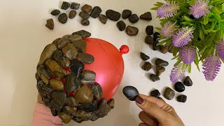 Stone Flower Pots  How To Make Flower Pot With Stone  Easy Craft [upl. by Lupien936]