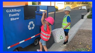 Kids Recycle Plastic With Their Toy Recycle Truck [upl. by Zanas]