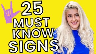 25 Basic ASL Signs for Beginners the MOST important [upl. by Atteiluj]