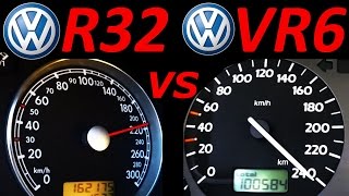 VW Golf 3 VR6 vs VW Golf 4 R32  0200 Kmh Acceleration Autobahn compare [upl. by Marni991]