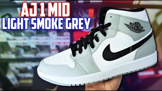 Air Jordan 1 Mid quotLight Smoke Greyquot Review and On Feet [upl. by Moyra294]