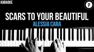 Alessia Cara  Scars To Your Beautiful Karaoke SLOWER Acoustic Piano Instrumental Cover Lyrics [upl. by Aehcsrop]