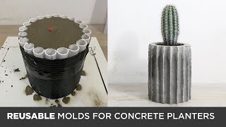 DIY Concrete Planters Cast in REUSABLE MOLDS [upl. by Voletta594]