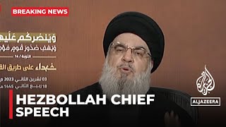 Hezbollah chief Hassan Nasrallah gives Gaza speech [upl. by Merlina]