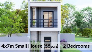 4x7 Meters Two Storey Small House Design  2 Bedrooms [upl. by Sproul]