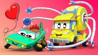 Truck videos for kids  Super GARBAGE truck rescues the RACING CAR  Super Truck in Car City [upl. by Cirde306]