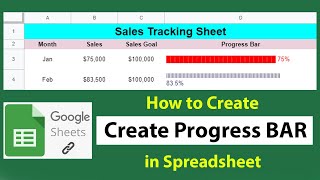 How to Create Progress Bar in Google Spread Sheet  Add Progress Bar in Google Sheet [upl. by Catha]