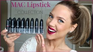 My MAC Lipstick Collection  TRY ON  Review [upl. by Dyanne]