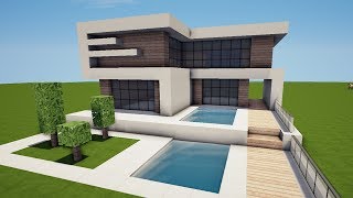 MODERNES HAUS mit POOL in MINECRAFT bauen TUTORIAL HAUS 169 [upl. by Lorita]