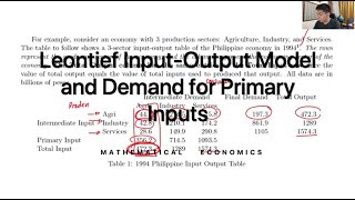 Leontief InputOutput Model and Demand for Primary Inputs [upl. by Yesnnyl326]