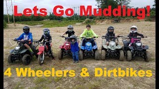 7 Kids Go Mudding on thier quads [upl. by Harewood292]