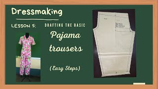 Drafting the Pajama Trousers  Easy Steps Full Tutorial [upl. by Zorah]