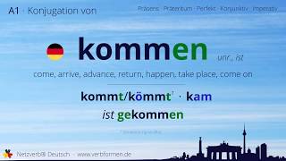 Konjugation des Verb „kommen“  alle Zeitformen lernen Übersetzung Tutorial [upl. by Kelsy801]