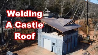 Helping Andrew Camarata Weld his Castle Roof  Shipping Container Building [upl. by Enomar564]