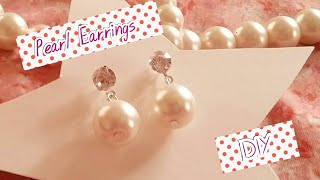 Small Pearl Earrings Making at Home  Handmade Jewelry Tutorial  Ons DIY [upl. by Ahsii]