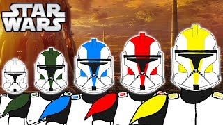 The 5 Clone Trooper COLOURS RANKS and Meanings PHASE 1  Star Wars Explained [upl. by Aisilef166]