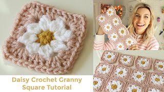 Daisy Granny Square Crochet Tutorial [upl. by Lebezej]