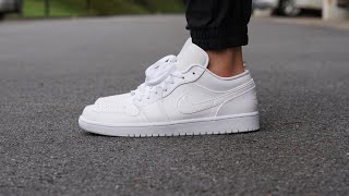 Air Jordan 1 Low Triple White  REVIEW amp ON FEET [upl. by Anora]