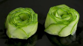 How to Make Cucumber Rose Garnish [upl. by Gawen]