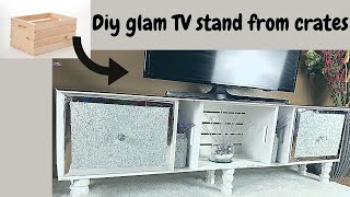 EASY GLAMOROUS TV STAND  A quick DIY for making an elegant TV stand using wooden crates [upl. by Magna]