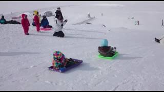 Snowy mountain toboggan snow play [upl. by Nuhsed]