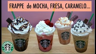 4 FRAPPUCCINOS Starbucks de mocha fresa caramelo java chip [upl. by Schechter]