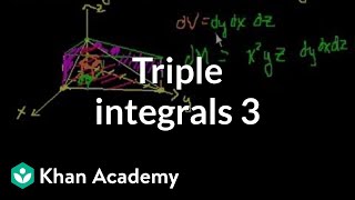 Triple integrals 3  Double and triple integrals  Multivariable Calculus  Khan Academy [upl. by Nosiddam295]