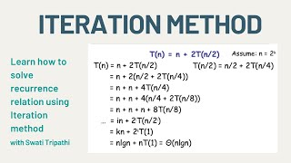 Iteration Method To Solve Recurrence Relation Data Structure and Algorithms [upl. by Donica]