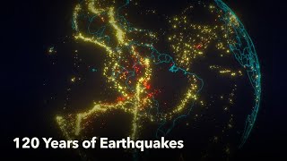 Animated Maps 120 Years of Earthquakes 4K [upl. by Griffiths]