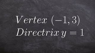 Write the equation of a parabola given vertex and directrix [upl. by Laehpar]