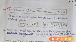 Expression for Fermi energy at absolute zero [upl. by Chladek]