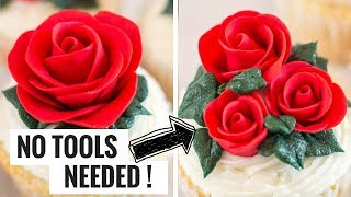 Easy Fondant Rose  No Tools Needed [upl. by Kcirredal]