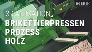 Brikettpresse von RUF  Holzspäne pressen  3D Animation [upl. by Bibi]