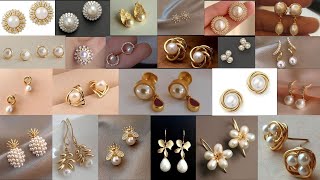 👉Latest Pearl Gold Earrings Designs  Pearl Earrings  Latest earrings design 2023 [upl. by Lyred]